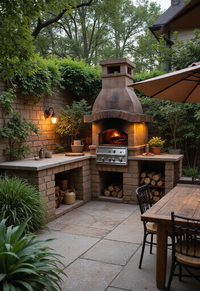 10 Beautiful Kitchen Outdoor Spaces for Entertaining - 1. Rustic Charm with a Wood-Fired Oven