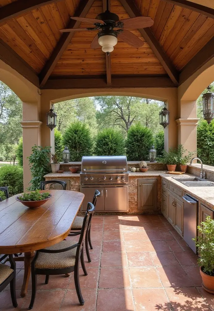 10 Beautiful Kitchen Outdoor Spaces for Entertaining - 6. Mediterranean-Style Courtyard Kitchen