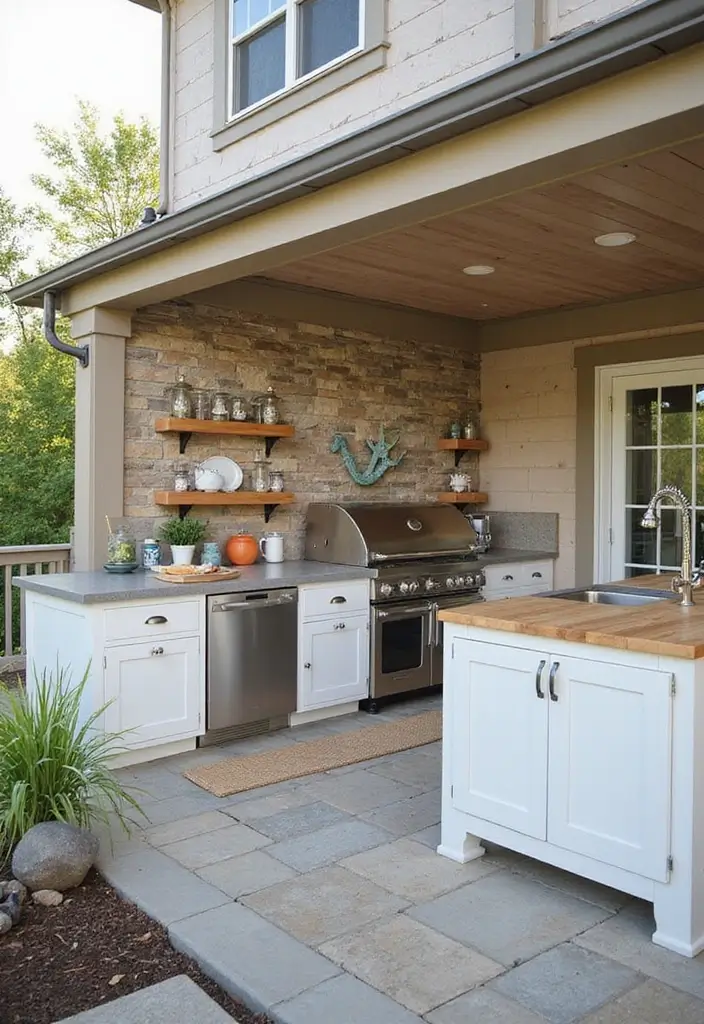 10 Beautiful Kitchen Outdoor Spaces for Entertaining - 7. Beachy Vibes with a Coastal Kitchen
