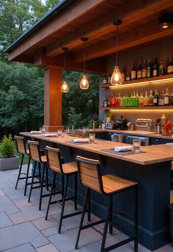 10 Beautiful Kitchen Outdoor Spaces for Entertaining - 8. Elegant Outdoor Bar Kitchen