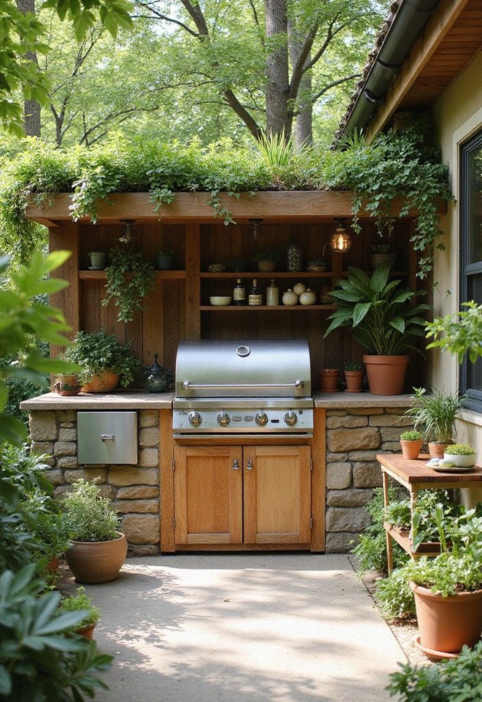 10 Beautiful Kitchen Outdoor Spaces for Entertaining - 9. Eco-Friendly Outdoor Kitchen