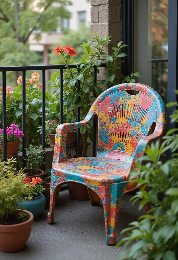 10 Best Balcony Chairs for Outdoor Relaxation - 5. Colorful Recycled Metal Chair