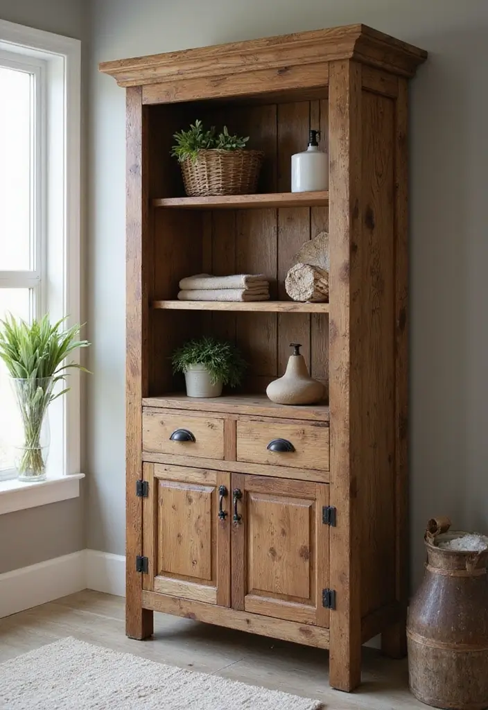 10 Best Bathroom Cabinets for Organized Spaces - 2. Rustic Elegance