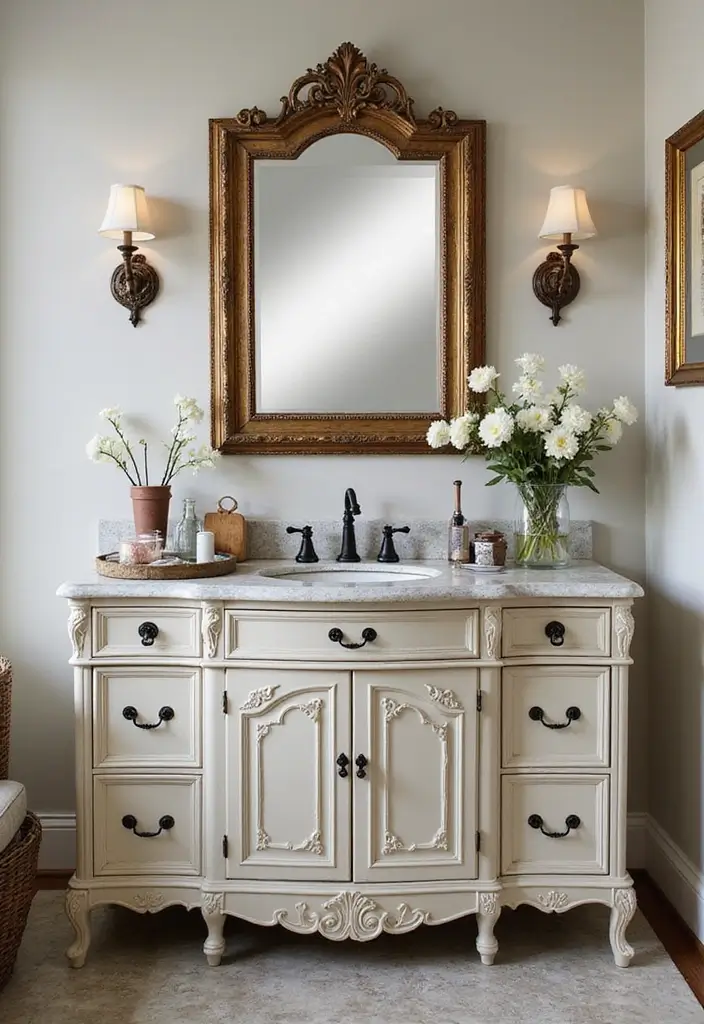 10 Best Bathroom Vanity Designs for Storage - 3. Vintage-Inspired Vanities