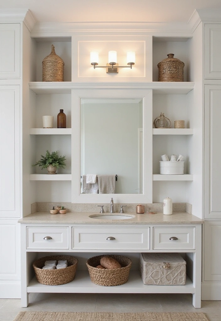 10 Best Bathroom Vanity Designs for Storage - 6. Built-In Shelving Vanities