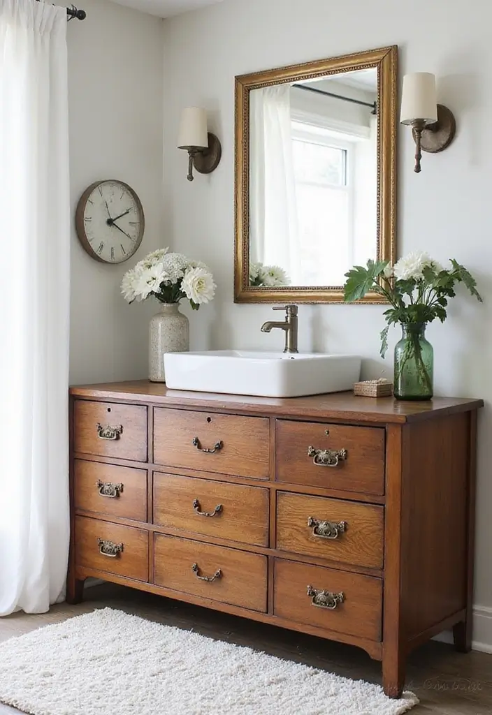 10 Best Bathroom Vanity Designs for Storage - 7. Repurposed Furniture Vanities