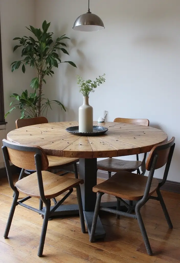 10 Best Dining Room Round Tables for Small Spaces - 5. Industrial Chic Round Table
