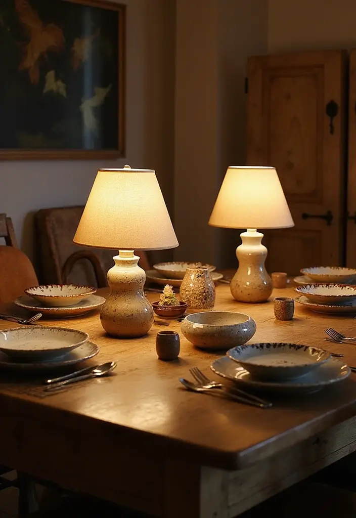 10 Dining Room Light Fixtures That Wow - 5. Artisan Handmade Ceramic Table Lamps