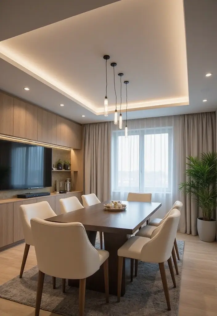 10 Dining Room Light Fixtures That Wow - 8. Minimalist LED Ceiling Fixtures