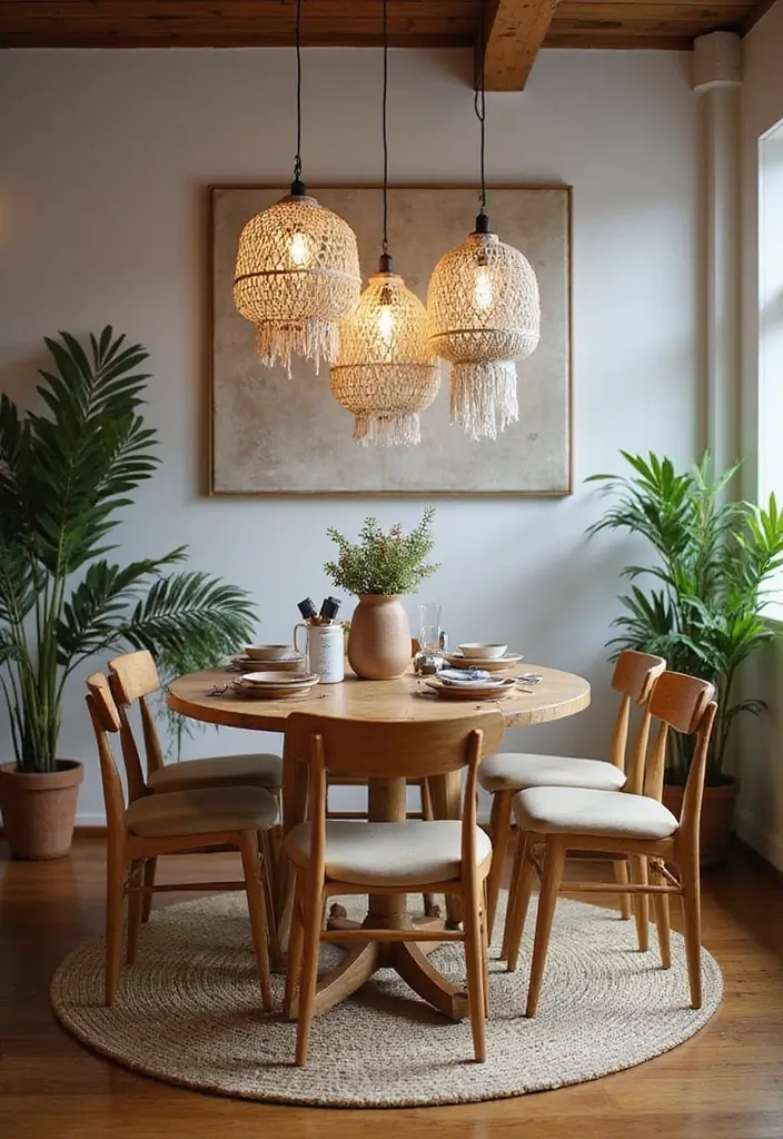 10 Dining Room Light Fixtures That Wow - 9. Bohemian Macrame Light Shades