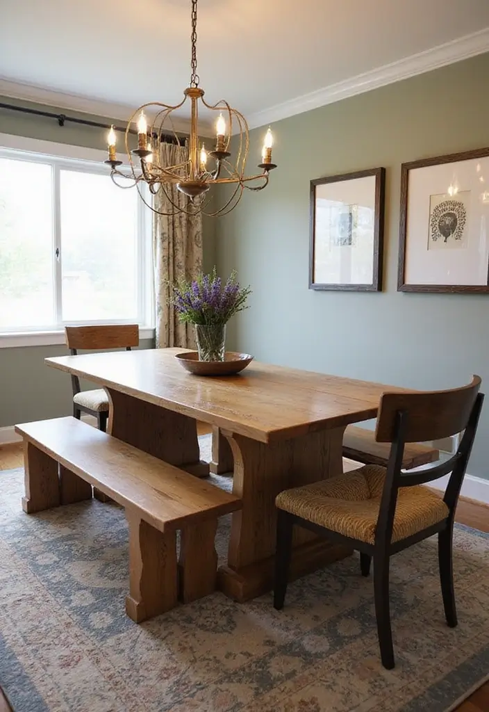 10 Dining Room Tables with Benches for Family Meals - 10. Custom-built Table with Personal Touches