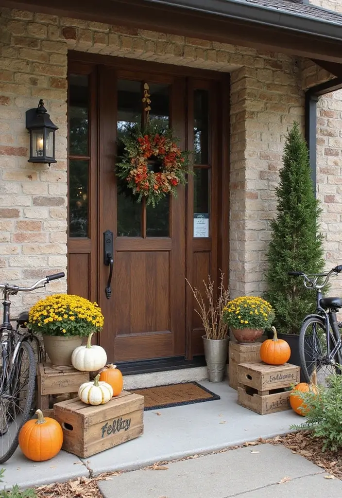 10 Fall Decor Front Door Looks to Welcome Guests - 9. Vintage Decor Touches