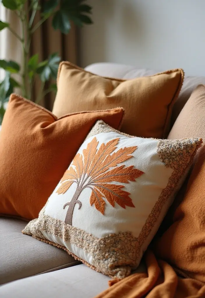 10 Fall Decor Living Room Ideas for Autumn Vibes - 2. Add Festive Throw Pillows