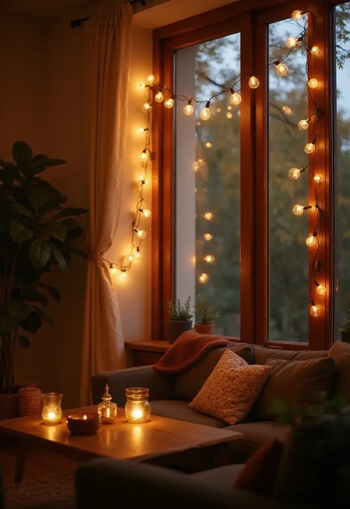 10 Fall Decor Living Room Ideas for Autumn Vibes - 4. Introduce Eco-Friendly Lighting