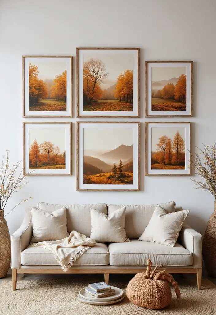 10 Fall Decor Living Room Ideas for Autumn Vibes - 5. Incorporate Sustainable Art