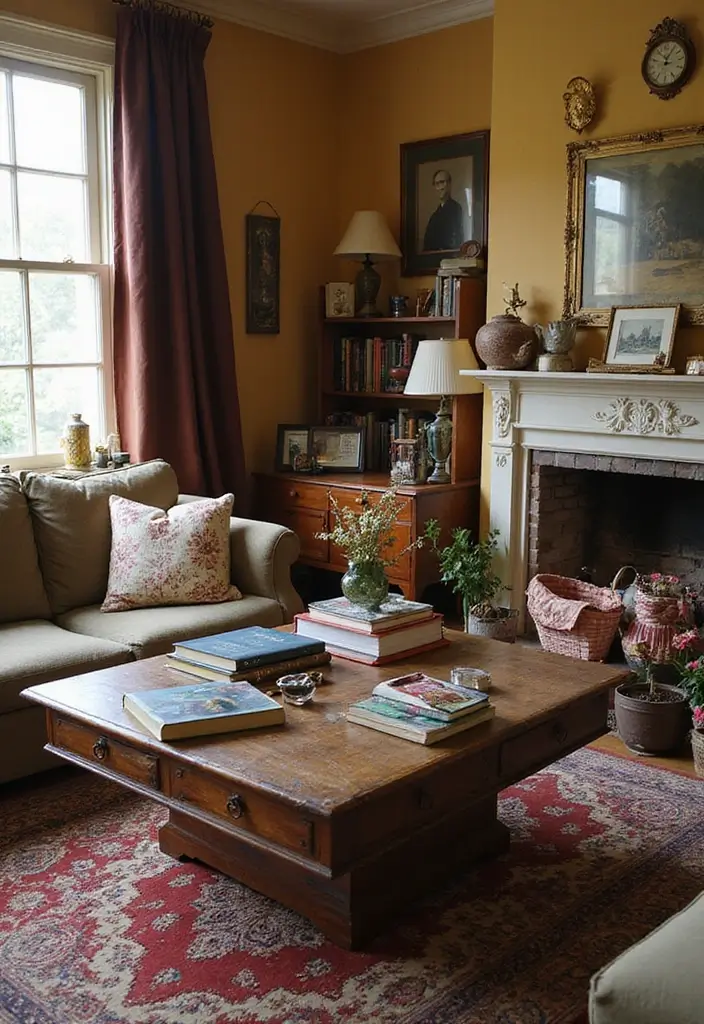 10 Fall Decor Living Room Ideas for Autumn Vibes - 8. Incorporate Vintage Finds
