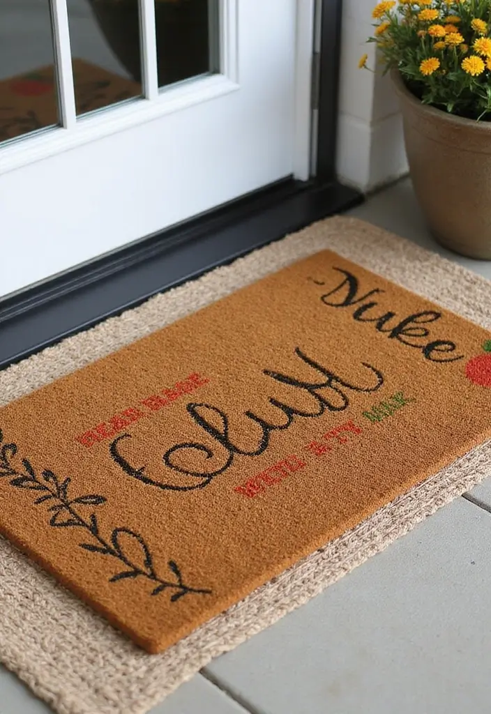 10 Fall Decor Porch Ideas for a Warm Welcome - 4. Festive Door Mats