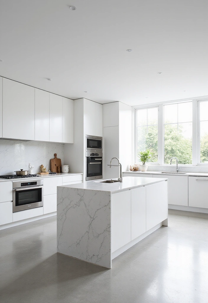 10 Gorgeous Kitchens with Islands to Inspire You - 1. Sleek White Minimalism