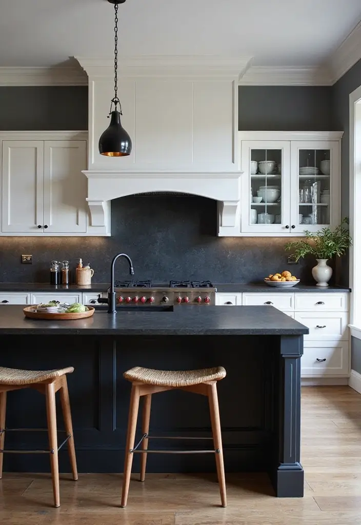 10 Gorgeous Kitchens with Islands to Inspire You - 4. Bold and Dark Elegance