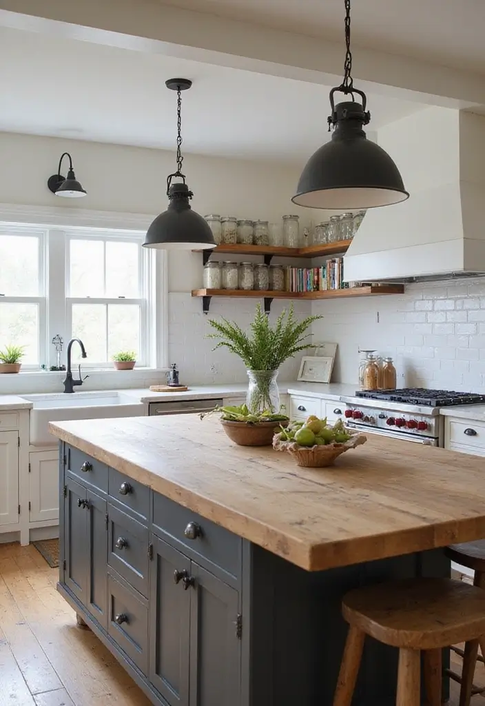 10 Gorgeous Kitchens with Islands to Inspire You - 5. Farmhouse Charm with a Modern Twist