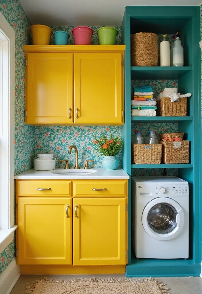 10 Inspiring Laundry Room Makeover Stories - 4. Whimsical Color Play