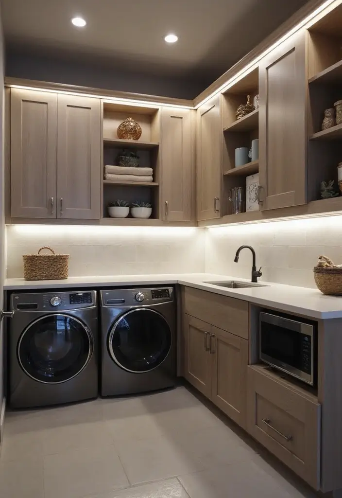 10 Laundry Room Lighting Ideas for a Bright Space - 2. LED Strip Lights for a Modern Twist