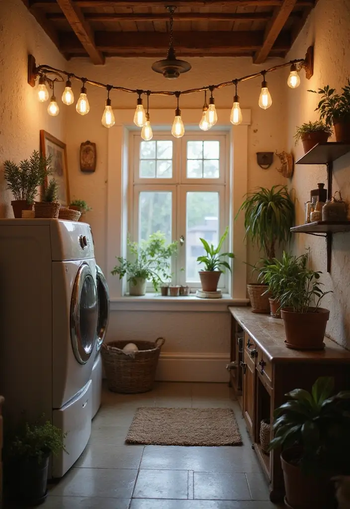 10 Laundry Room Lighting Ideas for a Bright Space - 4. Vintage Edison Bulbs for a Retro Vibe