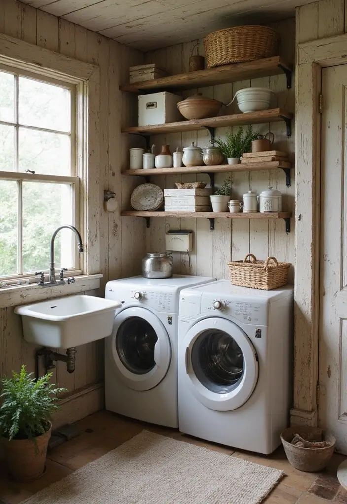 10 Laundry Rooms with Sink for Extra Convenience - 2. Rustic Charm with a Touch of Country