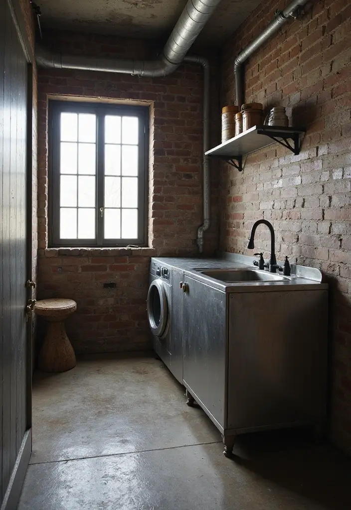 10 Laundry Rooms with Sink for Extra Convenience - 6. Industrial Vibes with a Purpose