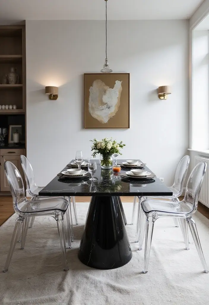 10 Luxurious Dining Room Marble Table Ideas - 1. Contemporary Elegance