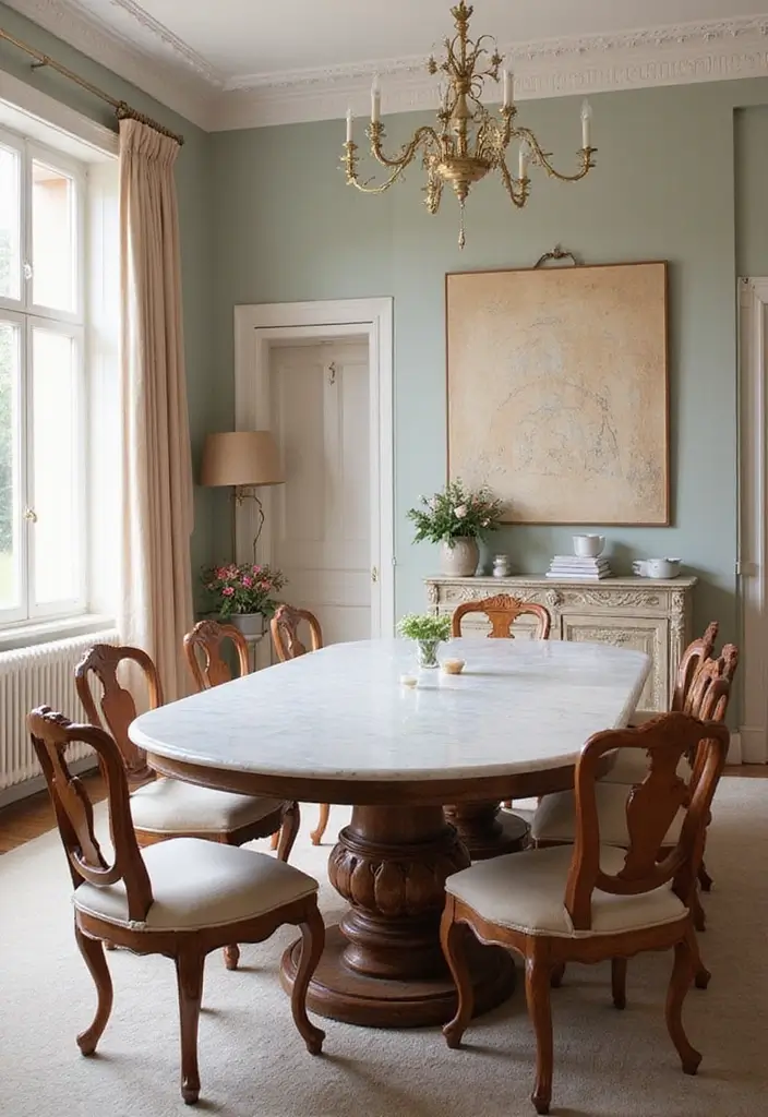 10 Luxurious Dining Room Marble Table Ideas - 2. Classic White Marble