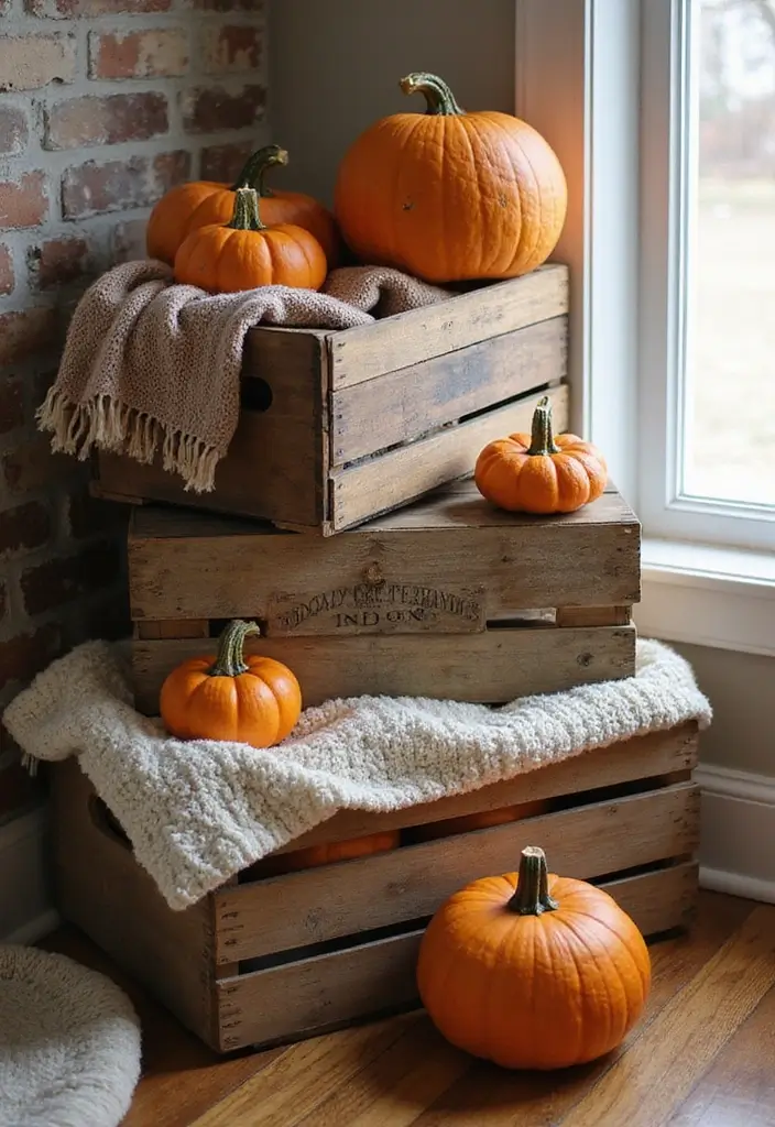 10 Simple Fall DIY Decor Anyone Can Make - 9. Wooden Crate Displays