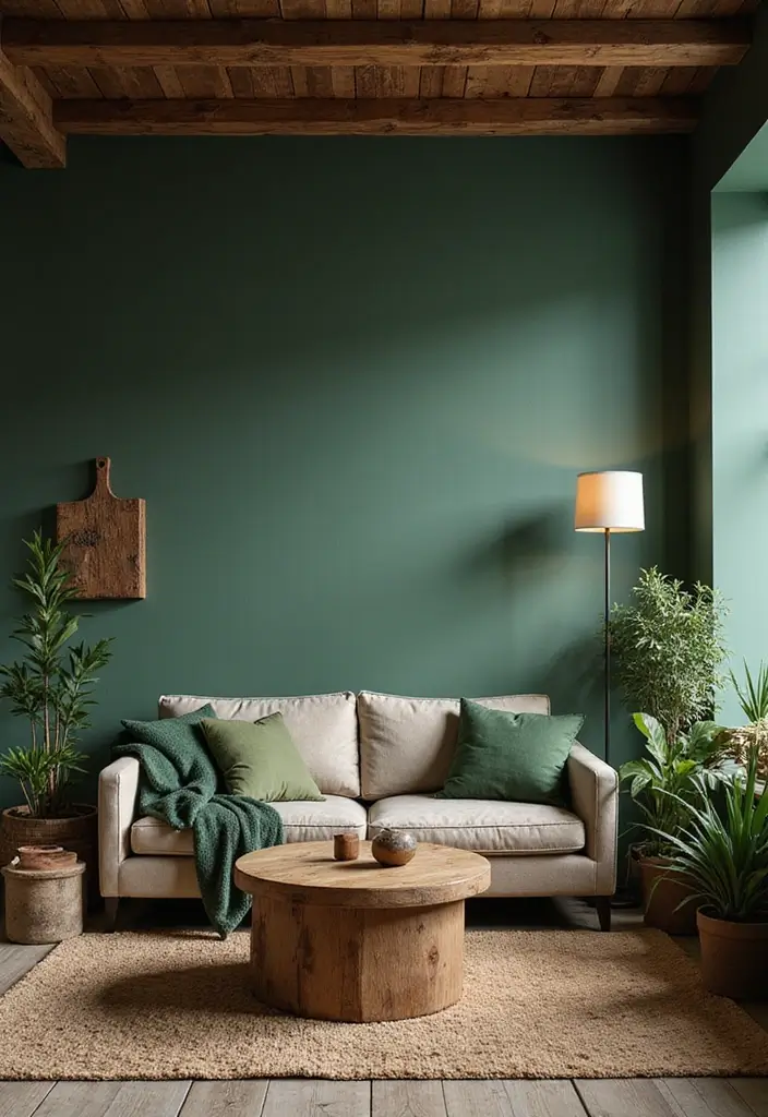 10 Stunning Living Room Color Combinations - 7. Rustic Browns and Deep Greens