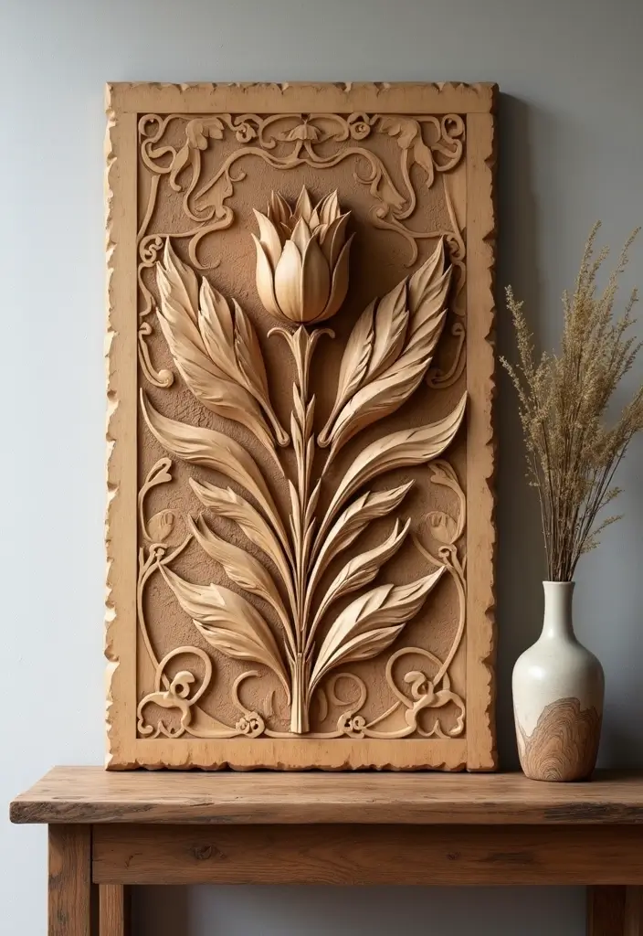 10 Unique Wall Art Wooden Designs to Elevate Your Home Decor - 6. Hand-Carved Wooden Art Pieces