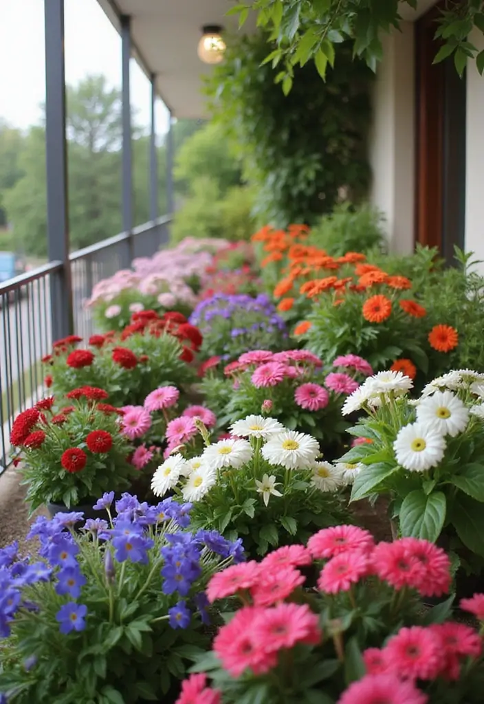 12 Balcony Garden Ideas for Green Living - 9. Colorful Flower Arrangements