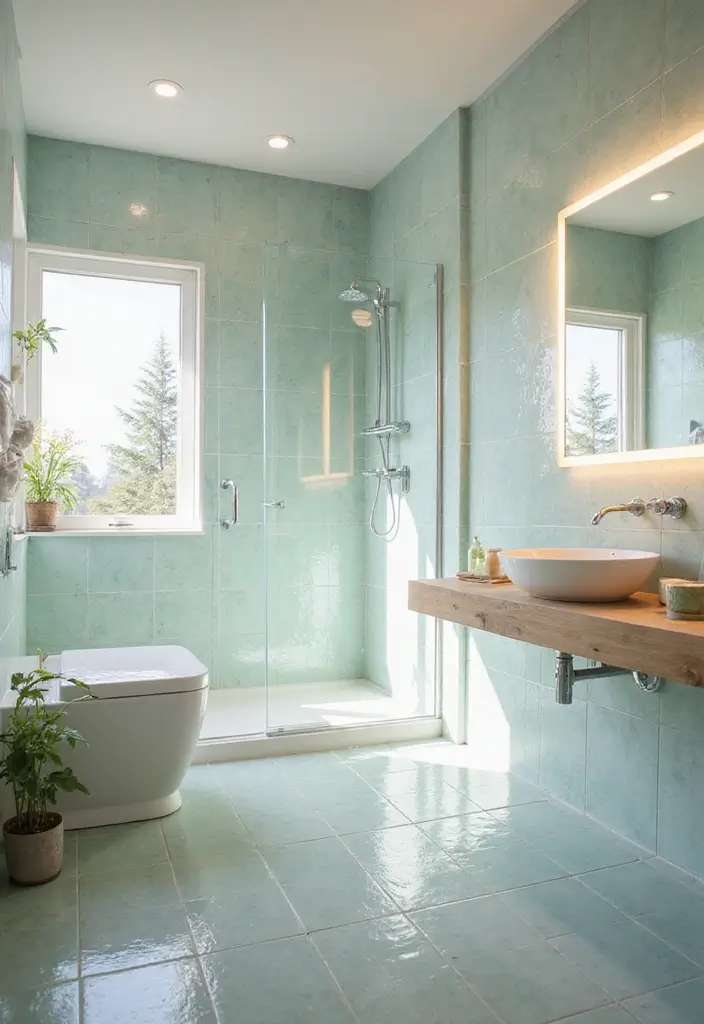 12 Bathroom Tiles Design Ideas for a Luxe Look - 4. Eco-Friendly Glass Tiles