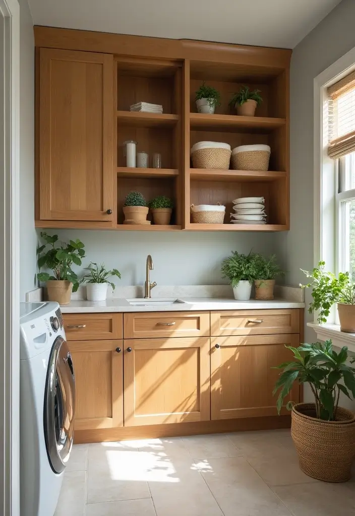 12 Best Laundry Room Cabinets for Storage - 1. Sustainable Bamboo Cabinets