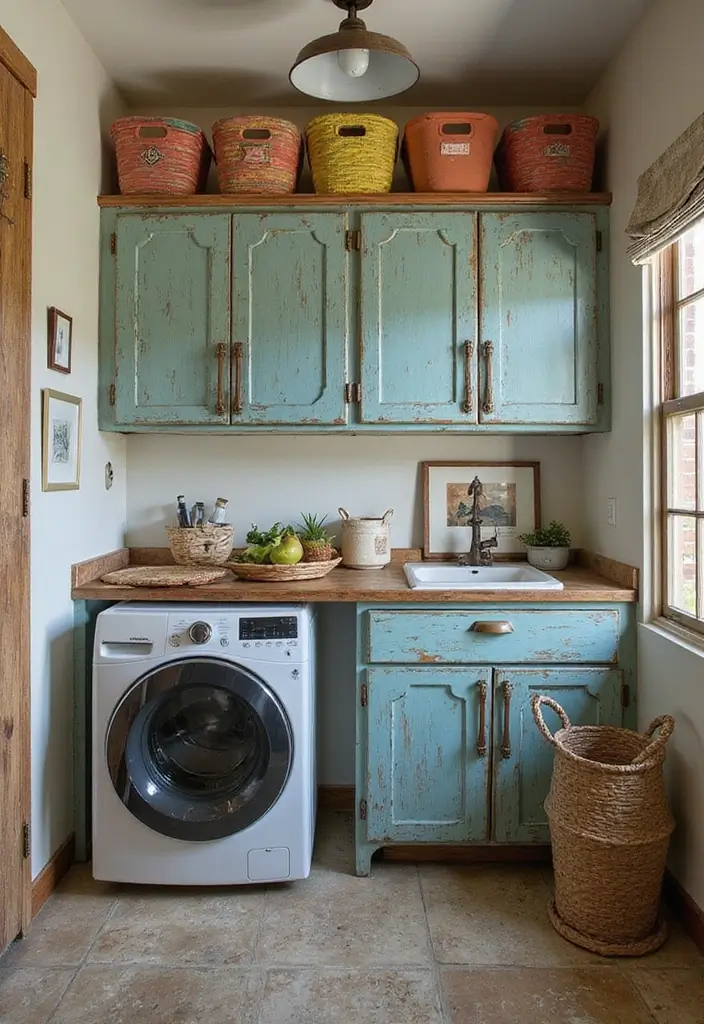 12 Best Laundry Room Cabinets for Storage - 5. Vintage Metal Cabinets
