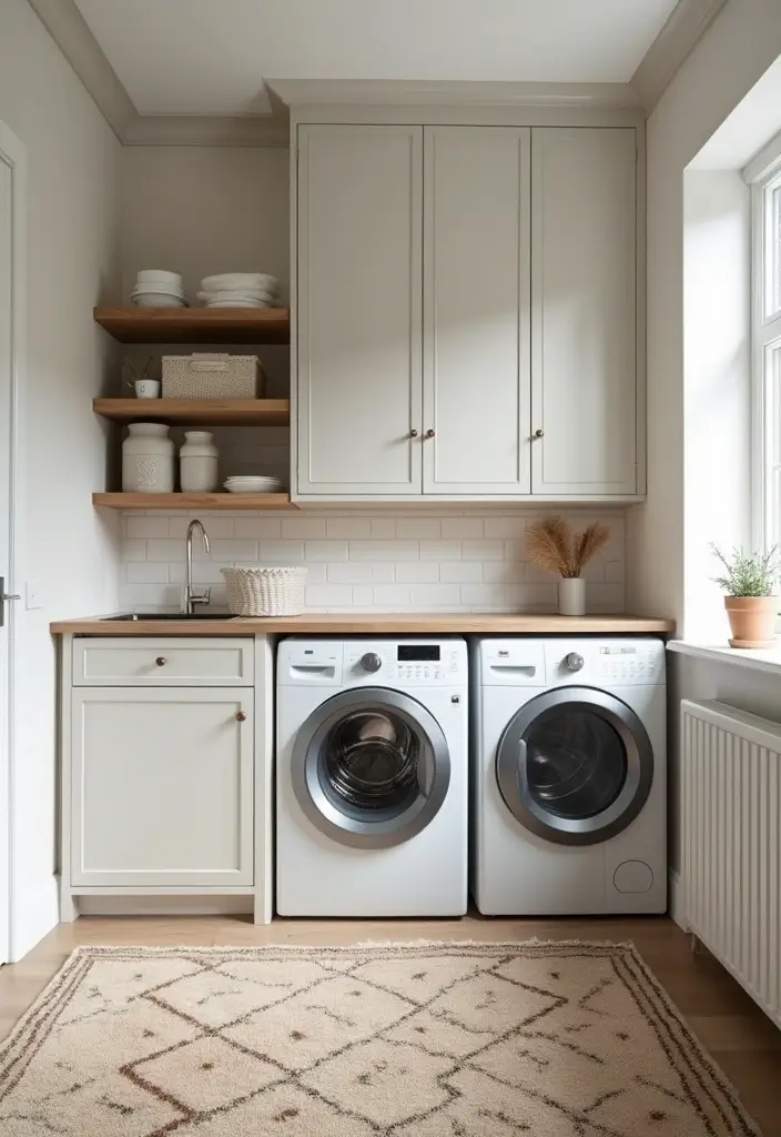 12 Cozy Laundry Room Rug Ideas - 10. Minimalist Scandinavian Rugs