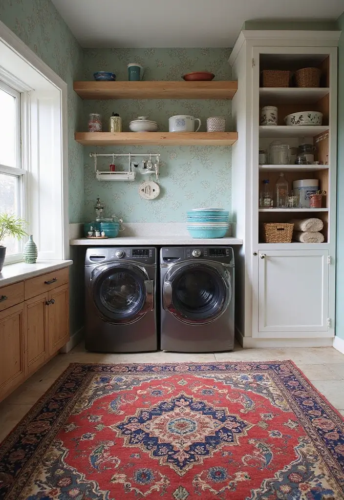 12 Cozy Laundry Room Rug Ideas - 2. Vintage-Look Persian Rugs