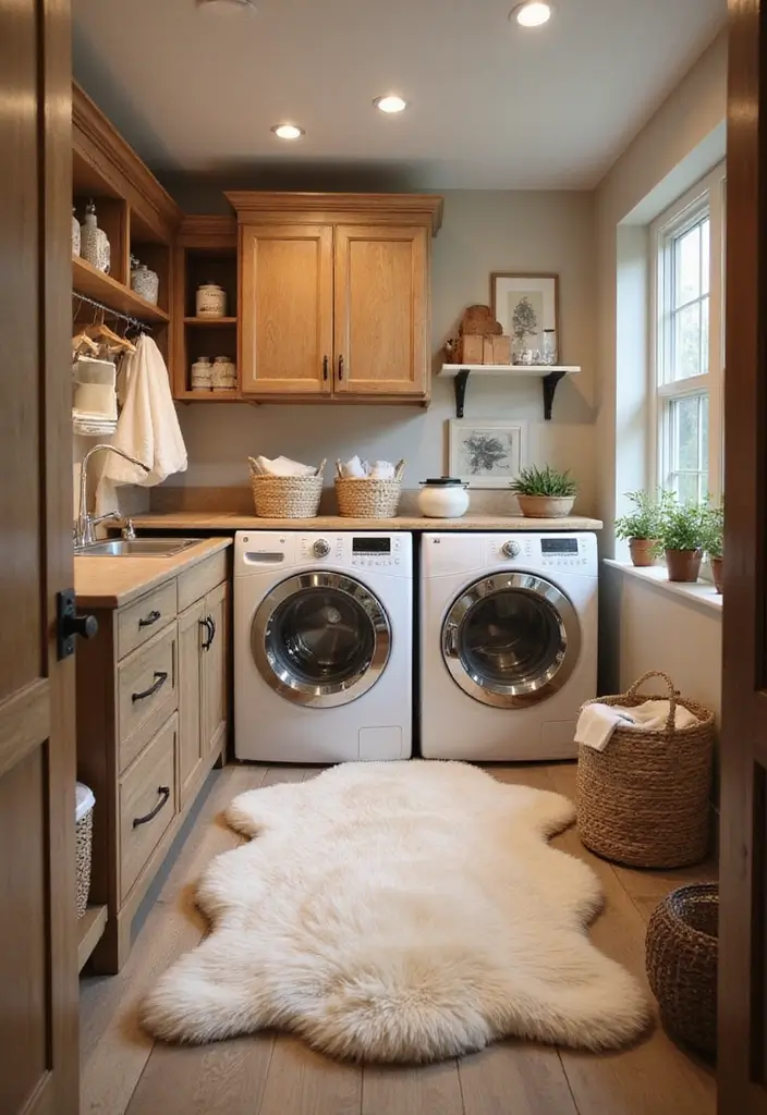 12 Cozy Laundry Room Rug Ideas - 4. Faux Fur Rugs