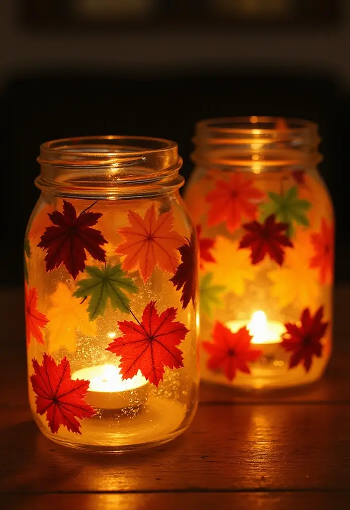 12 Easy Fall Decor DIY Projects - 1. Mason Jar Autumn Lanterns