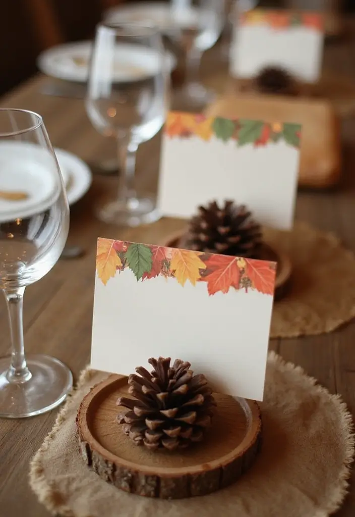 12 Easy Fall Decor DIY Projects - 2. Pinecone Place Card Holders