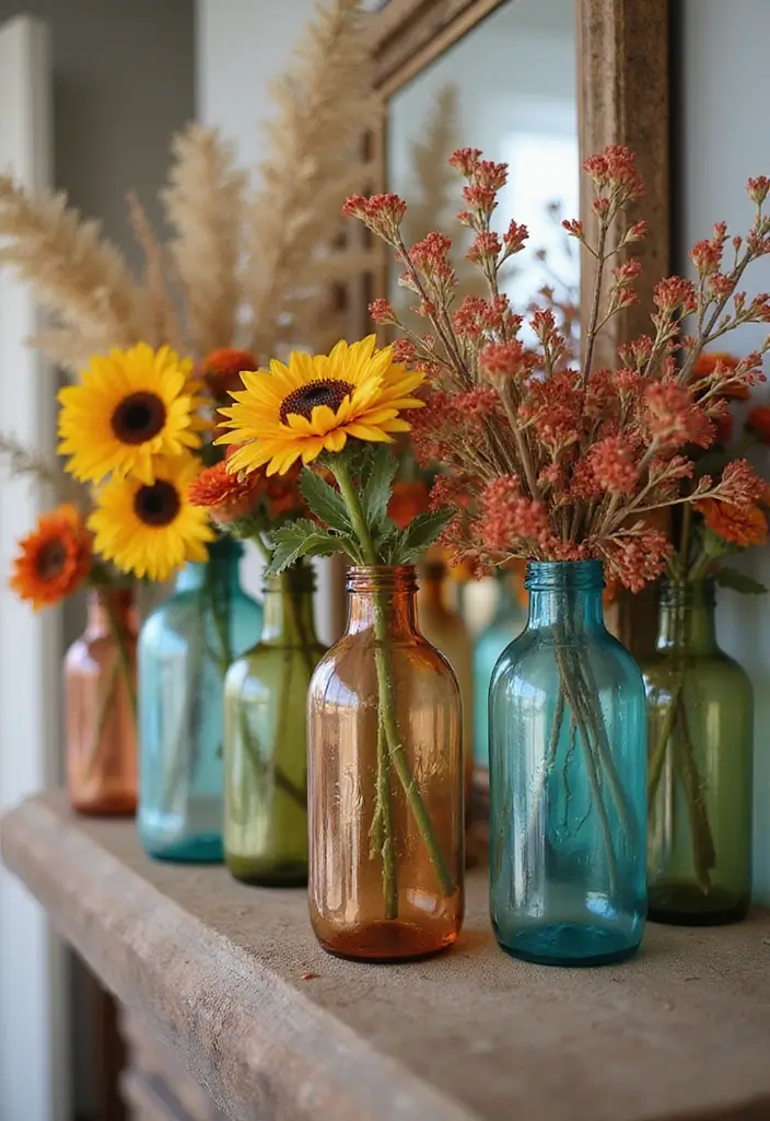 12 Easy Fall Decor DIY Projects - 7. Recycled Glass Bottle Vases