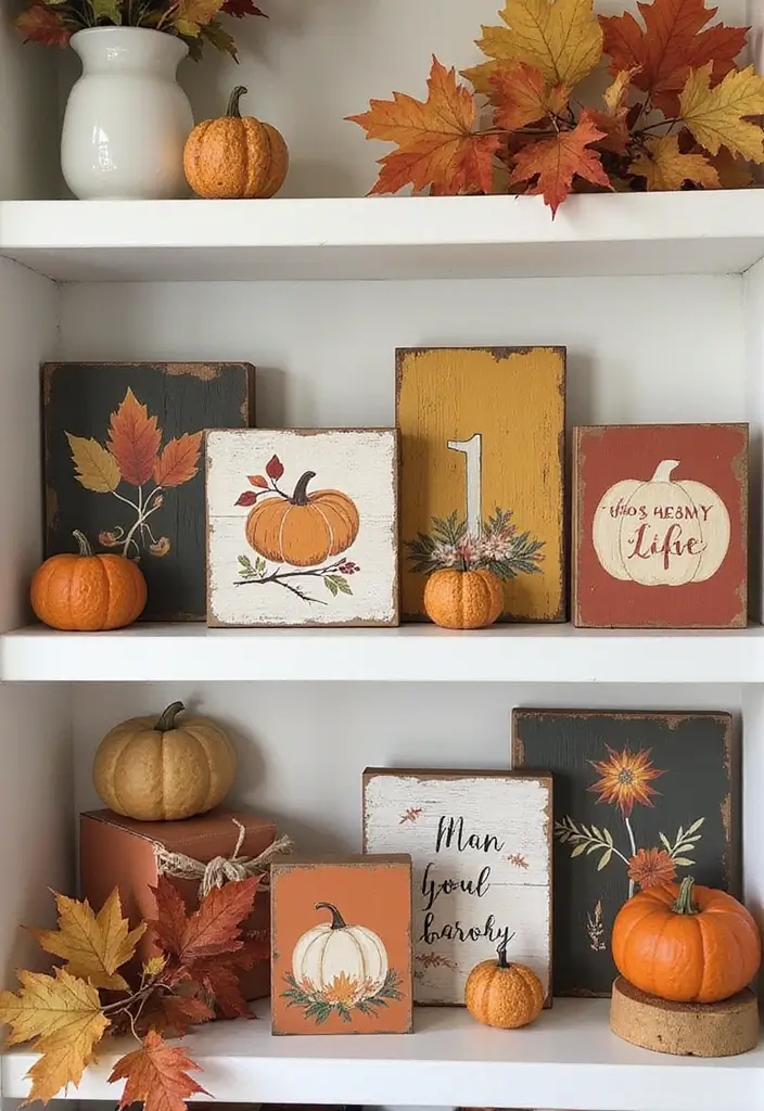 12 Easy Fall Decor DIY Projects - 8. Rustic Wood Block Decor