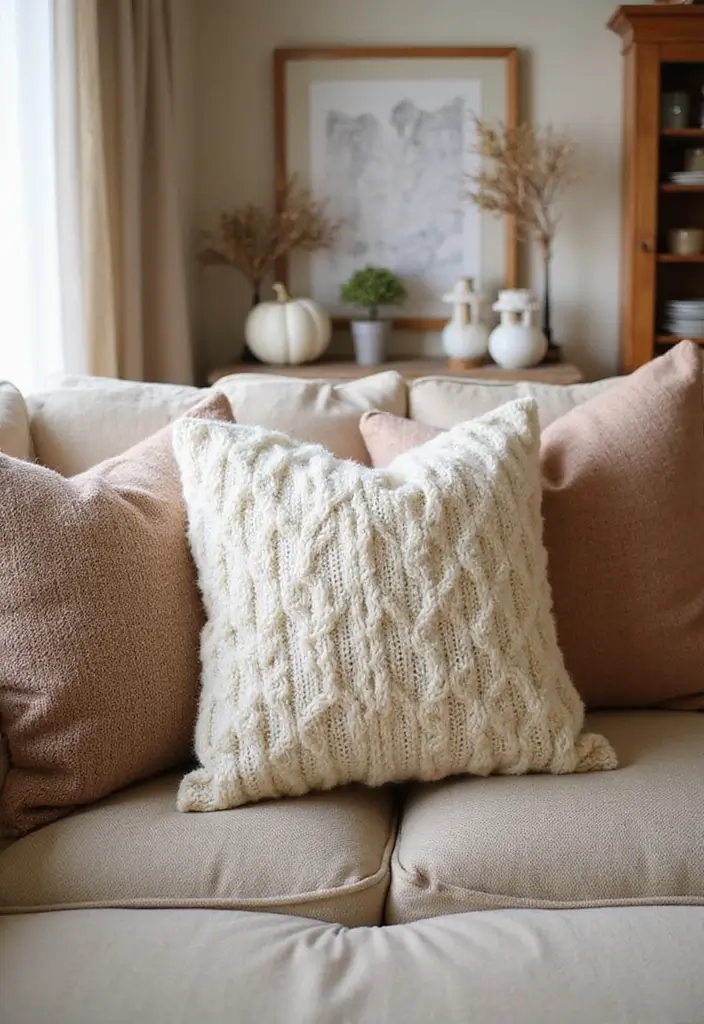 12 Easy Fall Decor DIY Projects - 9. Cozy Knit Throw Pillows