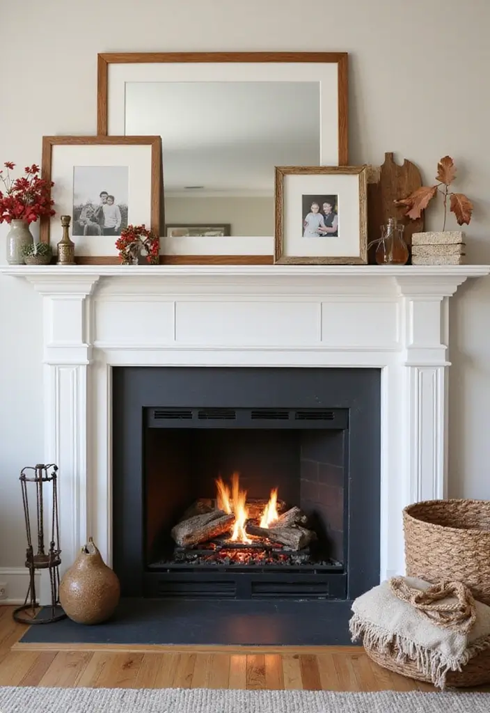 12 Fall Decor Fireplace Mantel Inspirations - 11. Personal Touches