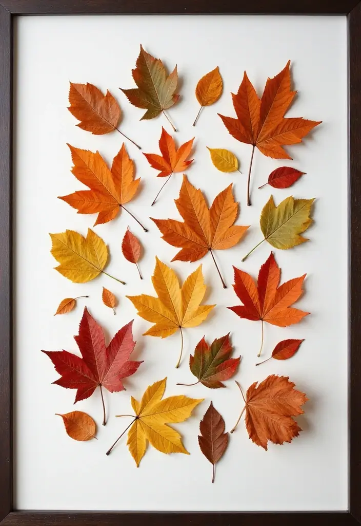 12 Fall Decor Leaves Ideas for a Natural Touch - 1. Pressed Leaf Wall Art
