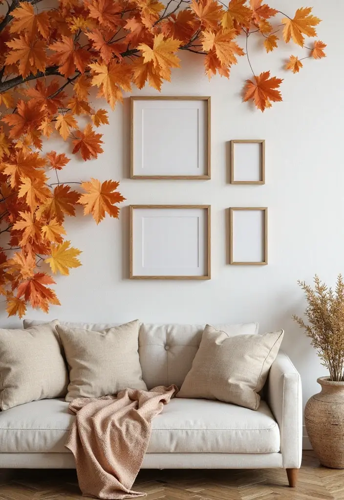 12 Fall Decor Leaves Ideas for a Natural Touch - 12. Leafy Photo Display