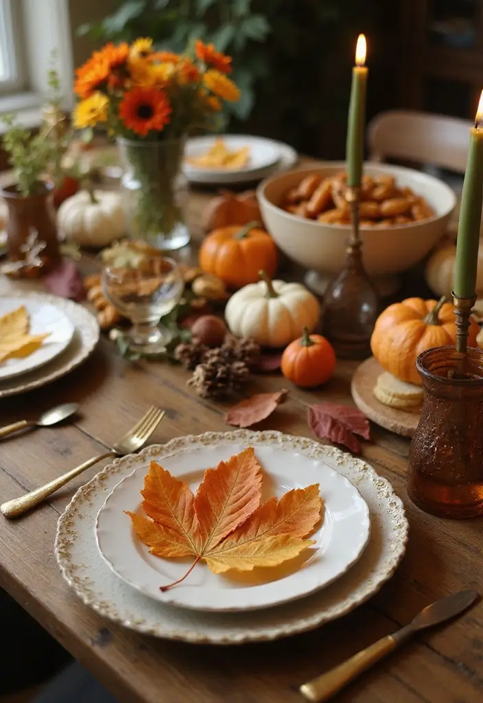 12 Fall Decor Leaves Ideas for a Natural Touch - 8. Leafy Table Settings